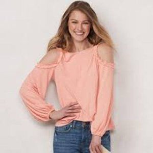 LC Lauren Conrad Ana Pink Cold Shoulder Top